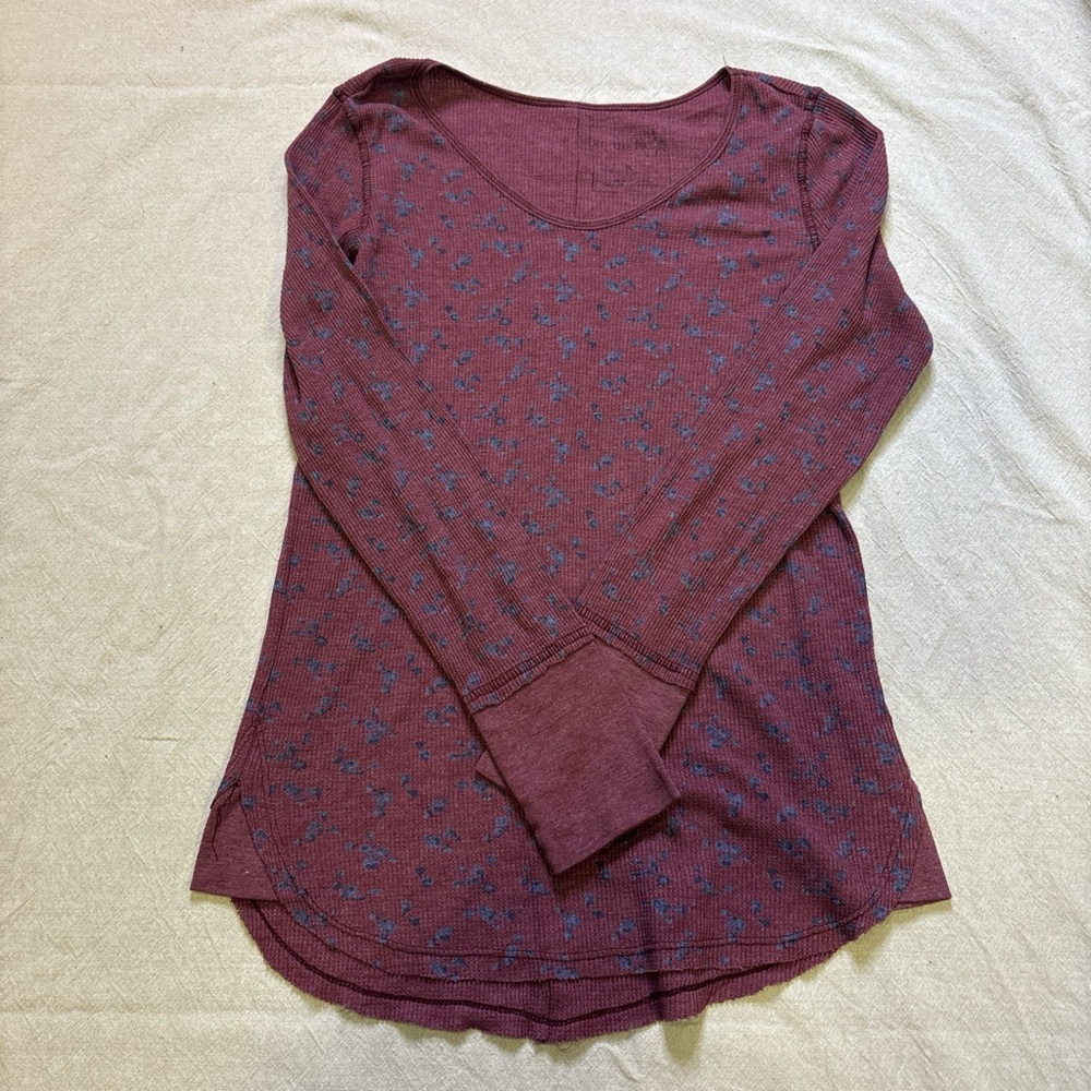 Women's Burgundy Floral Long Sleeve Top